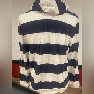 American Eagle blue white stripe thin hoodie tee shirt. Small.